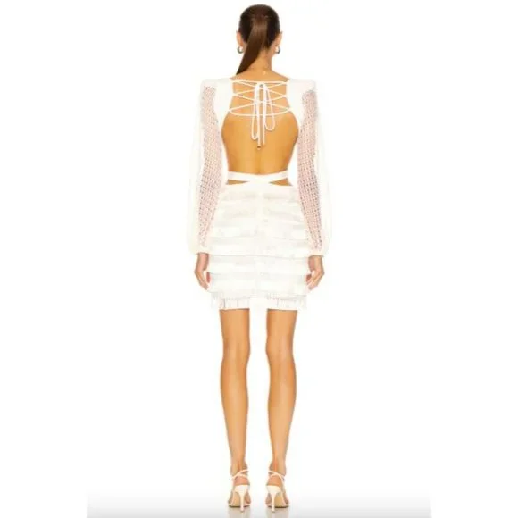 PatBO Cut-out Fringe Mini Dress White Women's Size 2 - Picture 16 of 16